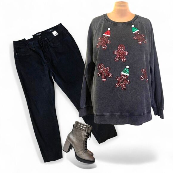 WHITE BIRCH Sequin Gingerbread Man Sweatshirt! NWOT! 2X - Picture 4 of 10